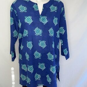 KikiSol Swim Tunic with Teal Turtle Print